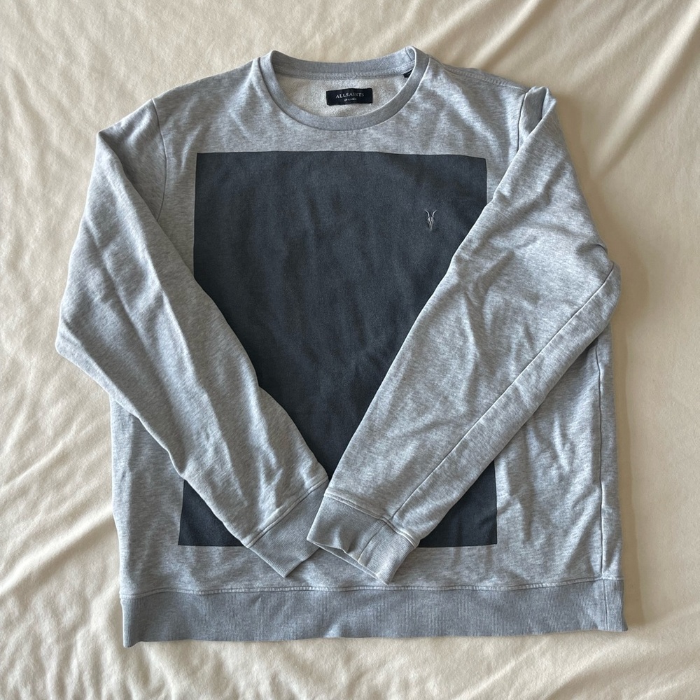 All Saints Light and Dark Gray Crewneck Sweater